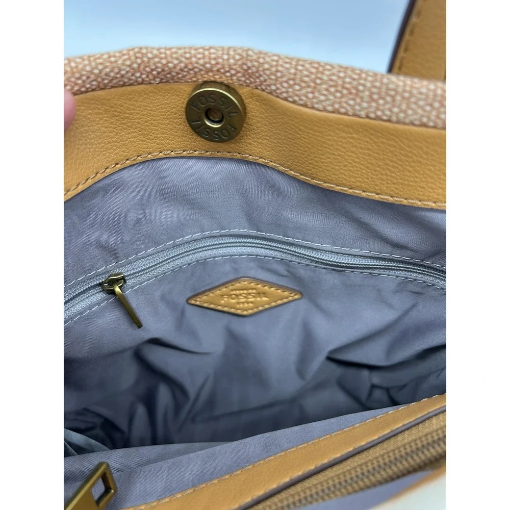 Fossil‎ Kingston Satchel Spring Stripe Crossbody Bag Tote Purse Summer Festival